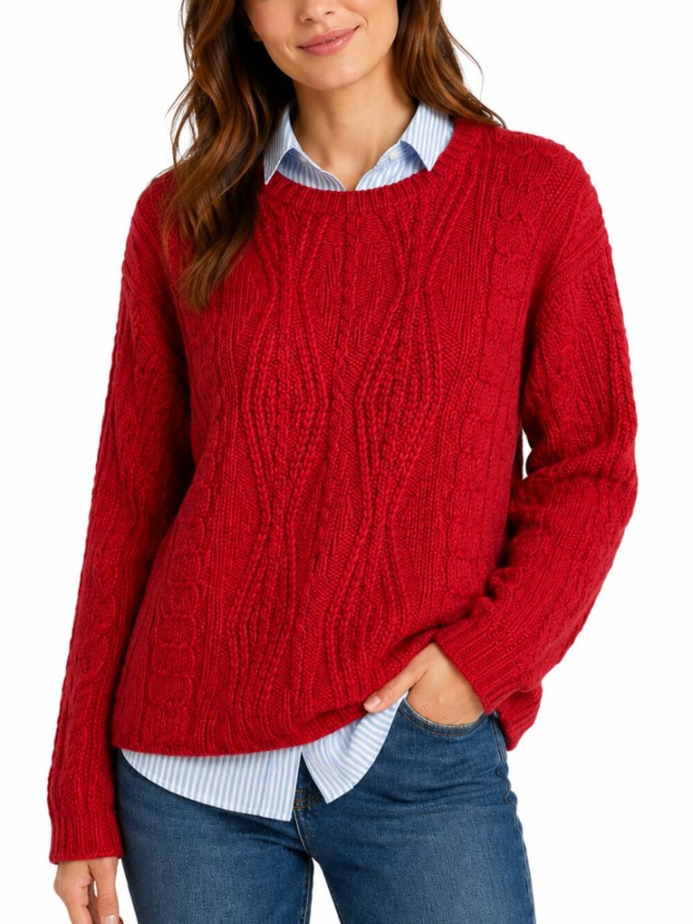 Vintage L.L.Bean Sweater Aran Cable Knit Wool Pullover Made in Ireland